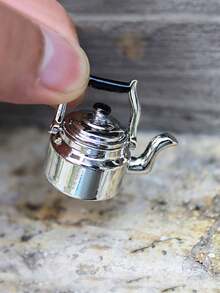 1pc Elegant Mini Metal Vintage Teapot, Water Kettle, 1:12/1:6 Dollhouse Kitchen Accessory Decor, Dollhouse Kitchen Supplies, Suitable For Halloween/Thanksgiving/Christmas/Valentine's Day Interesting DIY Decoration - Multicolor - View 13
