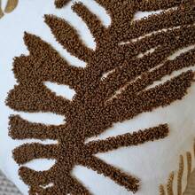 1pc Vintage Brown & Gold Leaf Embroidery Cushion Cover, Retro Botanical Texture Throw Pillow Case For Bed, Sofa - Multicolor - View 7