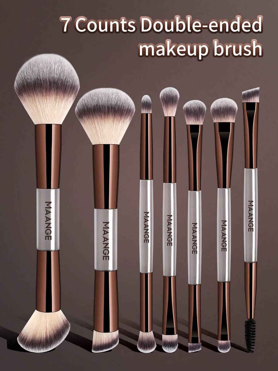 MAANGE Bộ cọ trang điểm đa năng hai đầu mềm mại 7/8 món, bao gồm cọ mặt, cọ phấn phủ, cọ má hồng, cọ che khuyết điểm, cọ tạo khối, cọ mũi, cọ phấn mắt, cọ chi tiết, cọ nền, cọ highlight. Lông tổng hợp chất lượng cao, phù hợp cho trang điểm mặt hàng ngày, có thể dùng cho các sản phẩm dạng lỏng, kem và phấn. Có thể dùng để chấm, tán và làm sạch da mặt. Phụ kiện làm đẹp và trang điểm, món quà tuyệt vời dành cho phụ nữ và các cô gái. Quà tặng, cọ trang điểm chuyên nghiệp, bộ trang điểm hoàn chỉnh.