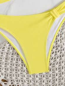 Women's Beach Vacation Casual Bikini Set Summer - Yellow - View 5