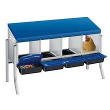 Techigher Chicken Nesting Boxes, 3/4 Hole Metal Chicken Egg Laying Box With Pull-Out Trays And Rollout Egg Collection For ChickenCoop - Blue With Metal Legs, 4 Holes - View 2