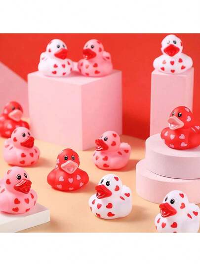 12개 팩 새로운 패턴 고무 오리 – 피젯 목욕 장난감, 수영장 장난감, 정원 장식 및 욕실 장식, 어머니의 날, 생일 선물, 파티 용품 및 친구용
