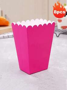 3pcs Striped Paper Popcorn Boxes, Blue, Pink, White - Suitable For Party Favors, Valentine's Day Party, Home Decor, Home Gifts - Multicolor - View 15