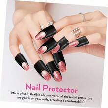 10pcs/Sheet U-Shaped Nail Polish Protector Stickers, One-Time Use Nail Art Stickers To Prevent Polish Overflow - Black - View 7