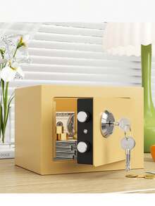 1个多功能阻燃保险箱，钢制安全锁保险箱，小型隐蔽式保险箱，用于存放现金、珠宝、重要文件 - 9.06*6.69*6.69英寸，升级锁芯，安全性更高，适用于橱柜、桌面、汽车，阻燃防盗保险箱，用于管理重要文件、珠宝、现金 - 23*17*17cm - 查看 1