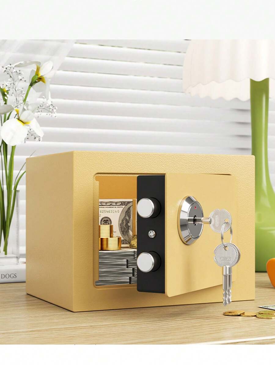 1个多功能阻燃保险箱，钢制安全锁保险箱，小型隐蔽式保险箱，用于存放现金、珠宝、重要文件 - 9.06*6.69*6.69英寸，升级锁芯，安全性更高，适用于橱柜、桌面、汽车，阻燃防盗保险箱，用于管理重要文件、珠宝、现金 - 23*17*17cm - 查看 1