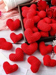 3件套情人节手工钩编爱心花环套装，经典风格布艺爱心主题悬挂装饰，DIY手工爱心饰品，是情人节派对、办公室和家居装饰的理想之选。 - 彩色 - 查看 7
