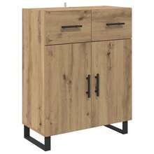 Larryhot Credenza Rovere artigianale 69,5 x 34 x 90 cm Legno multistrato,Robusto e durevole, facile da montare, la scelta ideale per l'arredamento della casa - Castano - Visualizzare 2