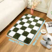 1 件装高档柔软蓬松地毯，带 1 厘米海绵垫，适用于卧室、客厅、阳台、书房、户外野餐、家居装饰，防滑奢华地毯 - 綠白色 - 查看 5