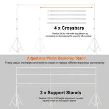 6.5 X 10ft Photo Video Studio Backdrop Background Stand Adjustable Heavy Duty Photography Backdrop Support Stand Set With Carrying Bag Clamps - trắng - Xem 4