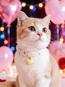 1 Adjustable Pet Collar For Cats And Dogs, With A Cute Heart-Shaped Pendant, Valentine's Day Outfit Accessory, Pet Holiday Costume Decoration, Pet Supplies Accessories - Multicolor - View 9