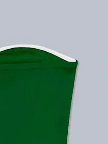 UREREM 一套夏季性感修身露肩无肩带上衣和紧身半身裙套装，针织面料，180克 - 草綠 - 查看 5