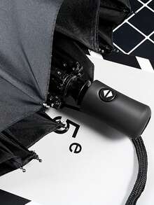 Personalized Automatic Umbrella With Name/Letter, 8-Rib Folding Umbrella, Customizable Logo, One-Button Operation, Portable Travel Umbrella, Black Canopy, Gold Letter, Luxury Version, Travel Essential, Sun And Rain Dual-Use, Full Automatic UV Protection, Thickened Canopy, Unisex, Windproof Compact Folding Umbrella - Multicolor - View 3