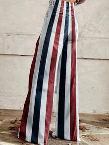 Women'S Fashionable Loose And Comfortable Plus Size Jeans, Casual Multifunctional Denim Pants, Retro Bohemian Floralt Design Denim, Women'S Retro Striped Jeans Printed Casual Wide Leg Pants 3D Printed Retro Women'S Clothing And Denim Jeans - Nhiều màu - Xem 3