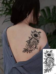 6pcs Black Temporary Tattoo Stickers, Suitable For Arms And Legs, Waterproof And Sweatproof, Easy To Use And Remove, Great For Women, Essential For Parties And Gatherings - Black - View 4