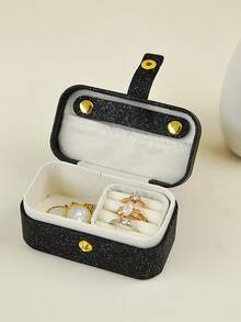 1pc PU Leather Travel Jewelry Box, Women's Portable Jewelry Storage Case, Mini Jewelry Organizer Box, Gift For Girlfriend, Birthday, Valentine's Day, Necklace & Ring Holder,Room Decor - Beige - View 9