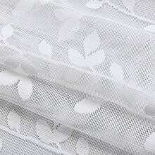 White Jacquard Sheer Curtains 2 Panels With Rod Pocket, Textured 3D Wicker Stripe Pattern, Light Filtering Window Treatment For Bedroom, Living Room - White - View 4