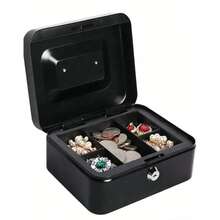 1pc Medium Steel Cash Box With Money Tray, Best Gift For Birthday, Graduation