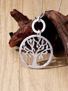 1 chiếc dây chuyền dài thời trang, mặt dây chuyền hình lá rỗng cổ điển thanh lịch, đa năng và sang trọng. - Bạc - Xem 7