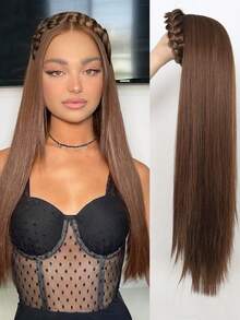 26-Inch Full Wig With Removable Headband, Long Straight Hair, Suitable For Women - Brown - View 13