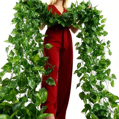 1/6/12/24 Pcs 6.9ft Artificial Ivy Garland, Fake Ivy Leaves, Green Plants, Hanging Vines, Plant Leaf Wreath, Home Garden Decor, Costume Ivy, Artificial Plants, Rose, Decorative Style, Party & Holiday Decor, Bedroom Decor Accessories, Mother's Day Decor, Spring Decor, Valentine's Day Decor