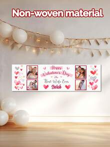 Personalized Custom Heart-Shaped Valentine's Day Banner ​ – Outdoor Yard Banner Featuring Custom Name/Text (E.G., "Amelia, Will You Be My Valentine?", "Sarah, The Best Wife Ever"). - Multicolor - View 4