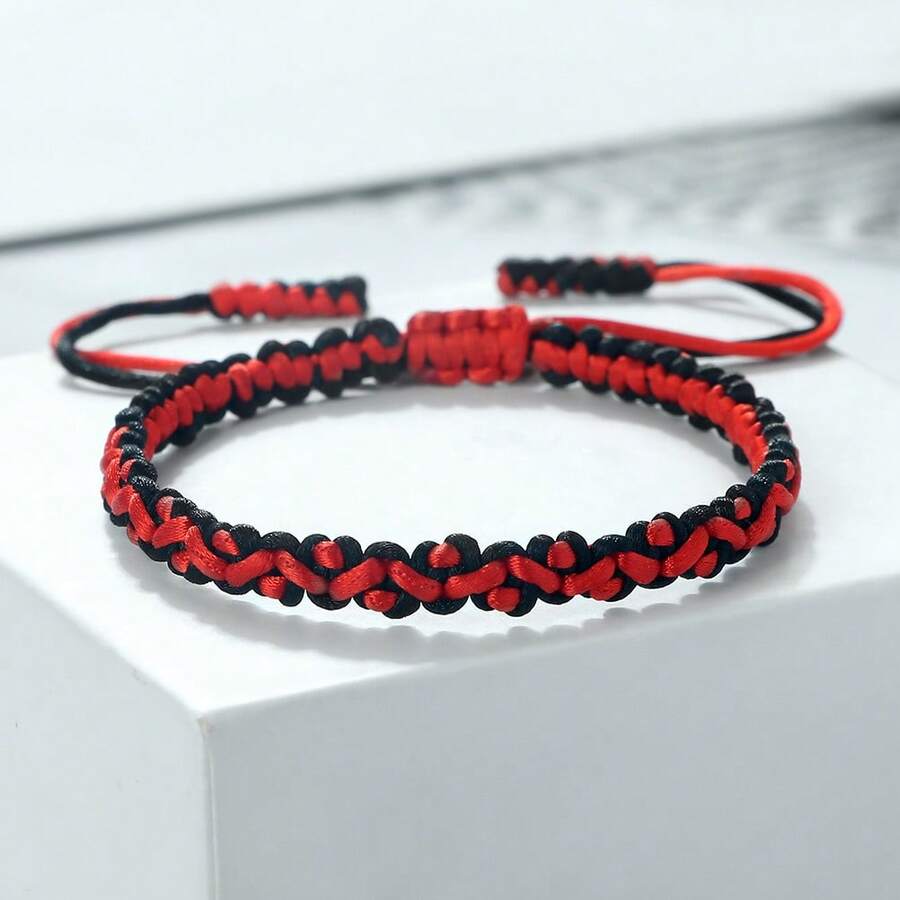 1条优雅编织手链 双色编织手工水波纹手链 时尚百搭旅行饰品 - 編織線 - 查看 1