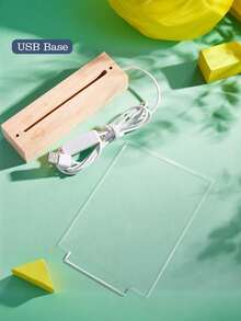 1pc Custom Music LED Night Light, Custom LED Music Plaque, Personalized Led Lamp With Picture And Wooden Base, Personalized Song Acrylic Plaque, Custom Picture Song Lamp, Music Photo Plaque Gift, Light Up Music Plaque, Valentines Gift, Couple Gift, First Wedding Anniversary Gift - Classic - Base B (Warm Light) - View 8