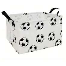 1 pieza Cesta de almacenamiento grande con estampado de fútbol, Cesta de lavandería/Baño/Decoración del hogar/Caja de almacenamiento circular plegable, Cestas/Cajas/Ropa, Cestas de lavandería - Multicolor - Ver 7