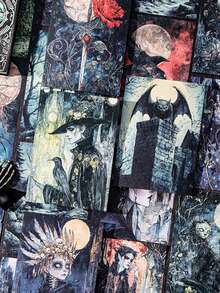 30sheets/Bag Gothic Fantasy Series Dark Theme Background Materials, DIY Scrapbooking Stickers Suitable For Phone Cases, Water Bottles, Car Cups, Computers, Guitars, Bicycles, Skateboards, Luggage, Diaries, Etc. - Multicolor - View 5