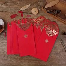 10 Pcs Red Money Envelopes - The Perfect Choice For Christmas, Chinese New Year And Special Occasions. The Ideal Packaging For Cash And Auspicious Money Gifts, Christmas Gift Packs. Spring Festival Red Envelopes - 酒紅色 - 查看 2