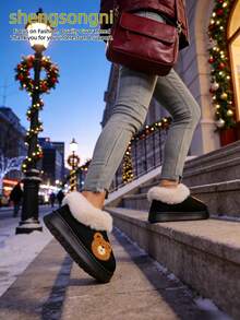 1. Fashionable And Cute Bear Theme Handbag, Plush Winter Bag, And Indoor Slippers. EVA Anti-Slip Thickened Sole Warm Shoes For Indoor And Outdoor. Couple's Indoor Slippers. Women's Black Casual Shoes.