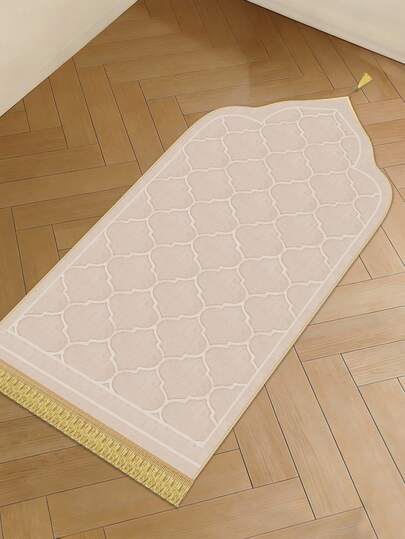 1 szt. flanelowa mata modlitewna, muzułmańskie dywaniki modlitewne, zagęszczona gąbka, miękkie dywany Qibla do wystroju domu na Ramadan, klasyczny wytłoczony wzór