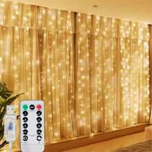 USB Powered Decorative Curtain String Lights, 8 Lighting Modes, Remote Control, Suitable For Valentine's Day, Eid Al-Fitr, Christmas, Weddings, Parties, Birthdays, New Year Decoration