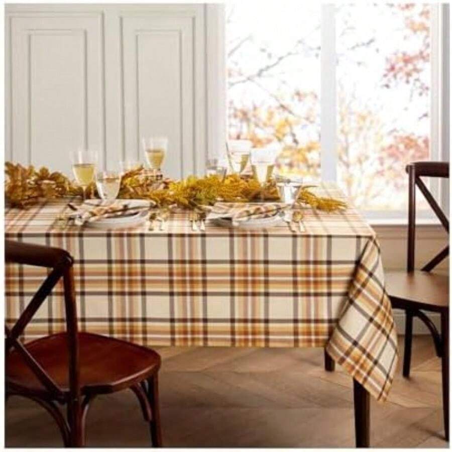 Home Fashions Russet - Mantel de algodón Tela a Cuadros para otoño/Acción de Gracias, Rectangular de 60 x 102 Pulgadas(304.8 x 152.4 cm (Rectangular) multi) - Multicolor - Ver 1