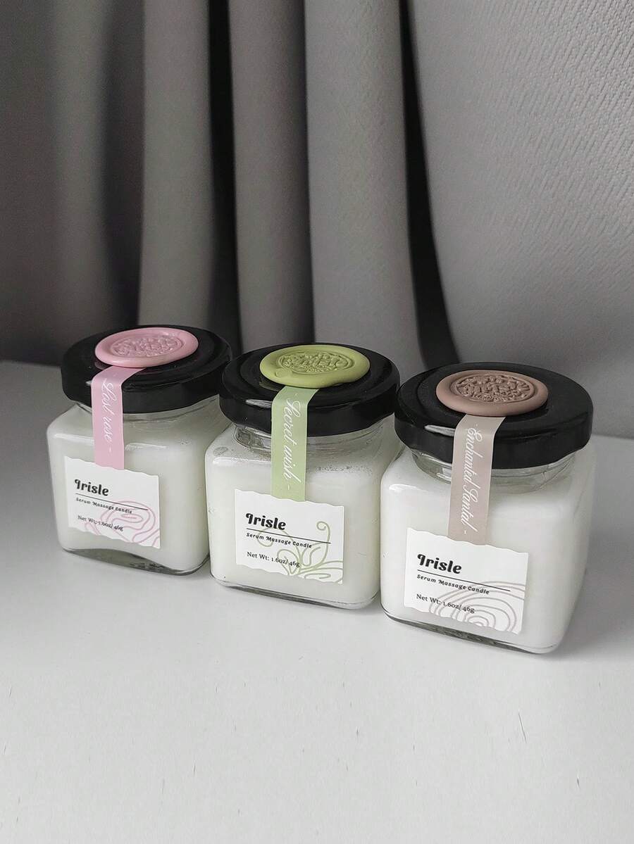 Irisle Lrisle身体精华蜡烛套装，香氛按摩蜡烛，大豆蜡材质，适合女士放松身心，DIY浪漫仪式，圣诞礼物，房间装饰，情侣礼物，婚礼纪念品