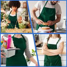 4 Pack Chef Apron, Adjustable Apron With 2 Pockets, Unisex Personalised Apron For CooFKing, Kitchen, Restaurant,Green - Green - 查看 8
