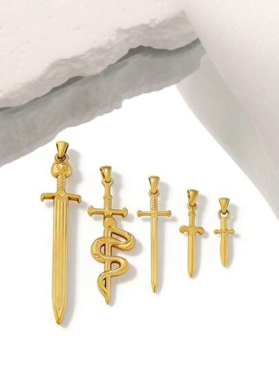 2 st svärdformat hänge i rostfritt stål, perfekt gör-det-själv-tillbehör för smyckestillverkning som armband och halsband