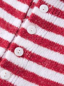Women Knit Sweater Long Sleeve Button Closure Solid/Stripes Pullover Warm Sweater For Fall Winter - Burdeos - Ver 10