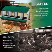 Techigher Chicken Nesting Boxes, 3/4 Hole Metal Chicken Egg Laying Box With Pull-Out Trays And Rollout Egg Collection For ChickenCoop - Green With Metal Legs, 4 Holes - View 4