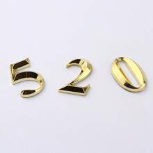 1pc 0-9 Numeric Embossed Self-Adhesive House Number Sticker, Gold House Number Plate For Hotel, Motel