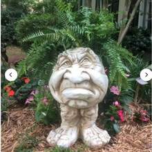 1pc Face Statue Planter, Funny Face Sculpture, Quirky Expression Planter - One Size - View 4