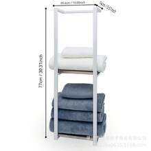 1个双层壁挂式毛巾架，现代金属壁挂式毛巾架 - 多功能浴室收纳架，易于组装，节省空间，适用于家庭、卧室，可收纳毛巾、手巾、浴巾等浴室用品。 - 彩色 - 查看 8