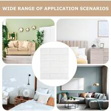12pcs/6pcs 3D Wallpaper, Vinyl Wall Stickers, Faux Brick Texture, Bedroom Home Decor, Living Room TV Background, Wallpaper Renewal, 3D Stickers, Brick Pattern, Easy To Stick, Replaceable, Waterproof, Trimmable, Simple DIY, Indoor Decorative Stickers, Wall Decals, Living Room, Kitchen - White - View 11