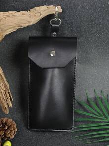 1pc Geometric Pattern PU Leather Unisex Phone Coin Waist Bag, Waist Belt Accessory, Holiday Gift - A - View 7