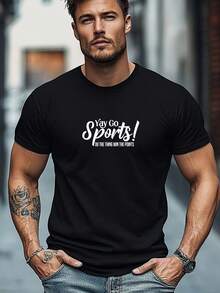 Hommes - Allons à la salle de sport ! Chemise de loisirs graphique - Chemise d'été à manches courtes et col rond. Respirante, coupe régulière pour le sport et le port casual. Chemise de sport. Tenue décontractée. Chemise de style simple. Fond de couleur unie. Design d'impression clair. - Noir - Voir 6