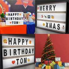 EMAGIE Letrero Luminoso : Cine Caja de Luz A4 con 96 Láminas Letras Números y Símbolos Decoración para Hogar Cuarto Habitación Tienda Fiesta Cumpleaños Navidad Bodas(16 Colores) - Multicolor - Ver 8