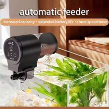 自动鱼缸喂鱼器，带液晶定时器和12/24/48小时定时器 - 100毫升大容量自动喂鱼器，适用于鱼缸、乌龟、斗鱼、锦鲤等水族箱（不含电池）