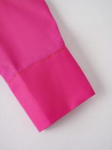 Bộ đồ nữ mới mùa xuân: Áo dài tay bằng vải satin màu chuyển sắc, cổ ve lật, vai xéo và quần dài kiểu dáng thường ngày. - Nhiều màu - Xem 8