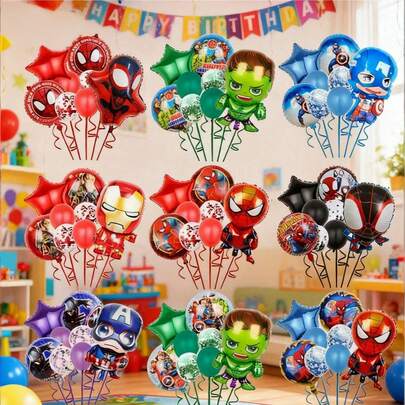 8pcs Balloon Set, Includes , Thor, Foil Glitter Balloons, Themed Party Decoration Set